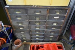 24-DRAWER CABINET WITH BRASS CUP HANDLES, 78CM WIDE