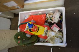 BOX OF PIN BADGES, RUBBER TOY NODDY ETC