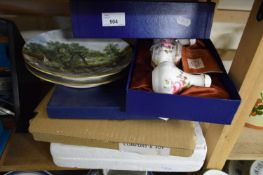 QUANTITY OF BOXED COLLECTORS PLATES, A CROWN DERBY FLORAL DECORATED CRUET ETC