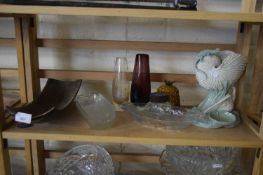 MIXED LOT VARIOUS VASES, GLASS DISHES ETC