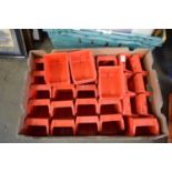 BOX OF RED PLASTIC WORKSHOP TRAYS