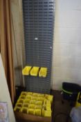 WORKSHOP PLASTIC STORAGE TRAYS AND METAL RACKING