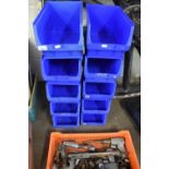 TEN MEDIUM SIZED BLUE PLASTIC WORKSHOP TIDY TRAYS