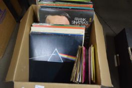 BOX OF RECORDS AND SINGLES TO INCLUE PINK FLOYD AND THE BEATLES