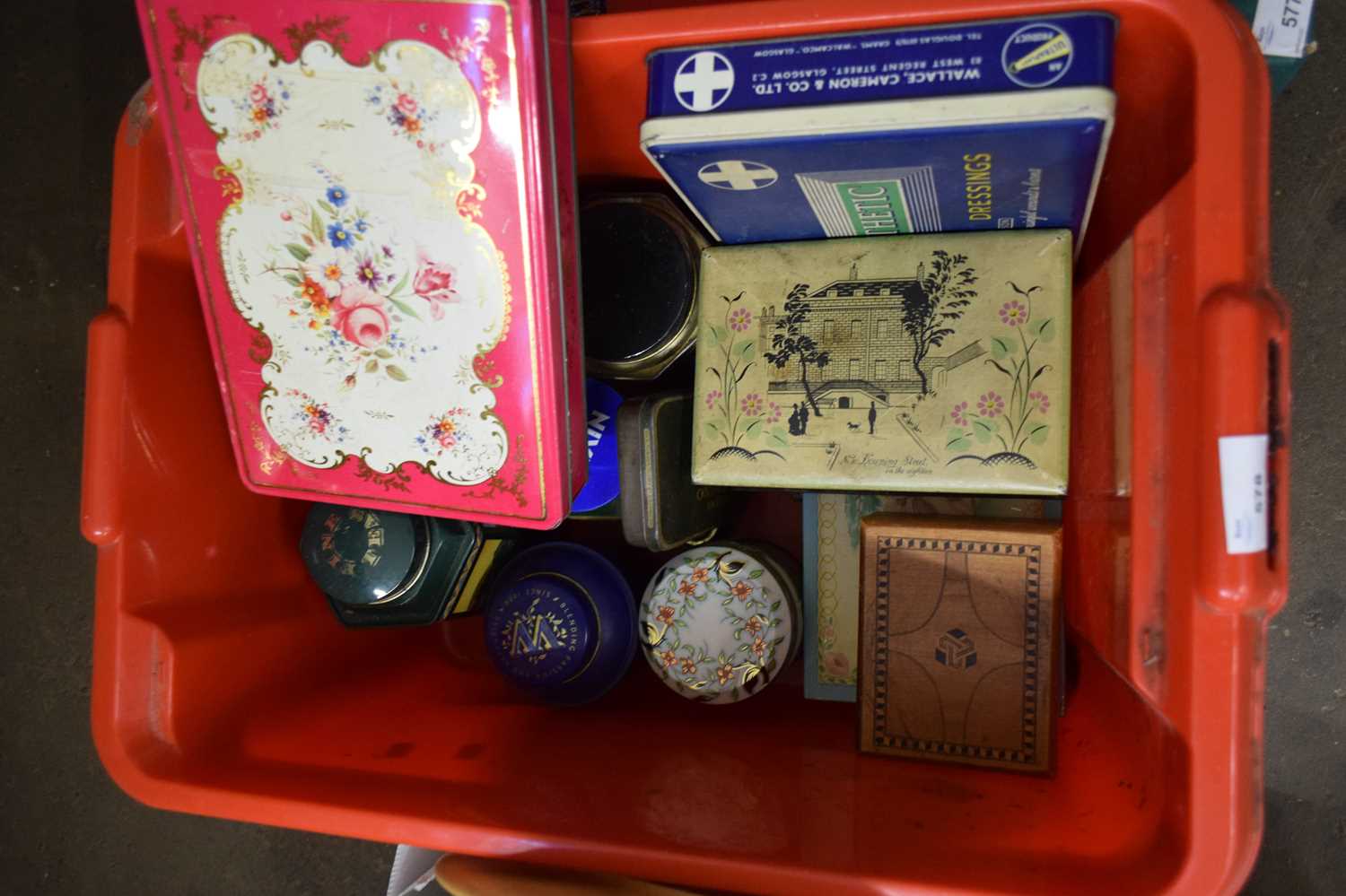 BOX OF VINTAGE TINS