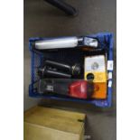 BOX CONTAINING MIXED TORCHES AND LIGHTS