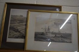 AFTER SIMPSON, 'DOCKS AT SEBASTOPOL' AND STUDY OF SHIP BEFORE A LIGHTHOUSE, BOTH ENGRAVINGS, F/G