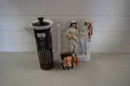 PORTMEIRION MAGIC CITY COFFEE POT TOGETHER WITH ROYAL DOULTON SNOOKER PLAYER CHARACTER JUG AND A