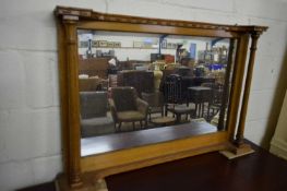 LATE 19TH/EARLY 20TH CENTURY OVERMANTEL MIRROR WITH PILLARED SIDE SUPPORTS, 108CM WIDE