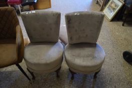PAIR OF MUSHROOM UPHOLSTERED CABRIOLE LEGGED SIDE CHAIRS