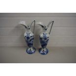 PAIR OF MODERN DELFT EWERS