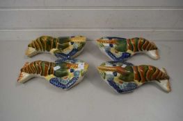 FOUR POTTERY WALL POCKETS FORMED AS LOBSTERS