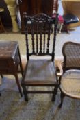OAK DINING CHAIR WITH BOBBIN TURNED DETAIL