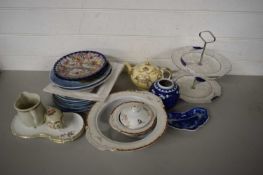 MIXED LOT TO INCLUDE CAKE STAND AND OTHER CERAMICS