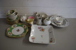 MIXED LOT COMPRISING A ROSENTHAL FLORAL DECORATED DISH, QUANTITY OF GROSVENOR TEA WARES PLUS FURTHER