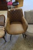 BROWN LEATHERETTE FINISH CHAIR ON TAPERING LEGS
