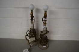 PAIR OF GLASS BASED TABLE LAMPS