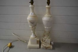 PAIR OF ALABASTER TABLE LAMPS