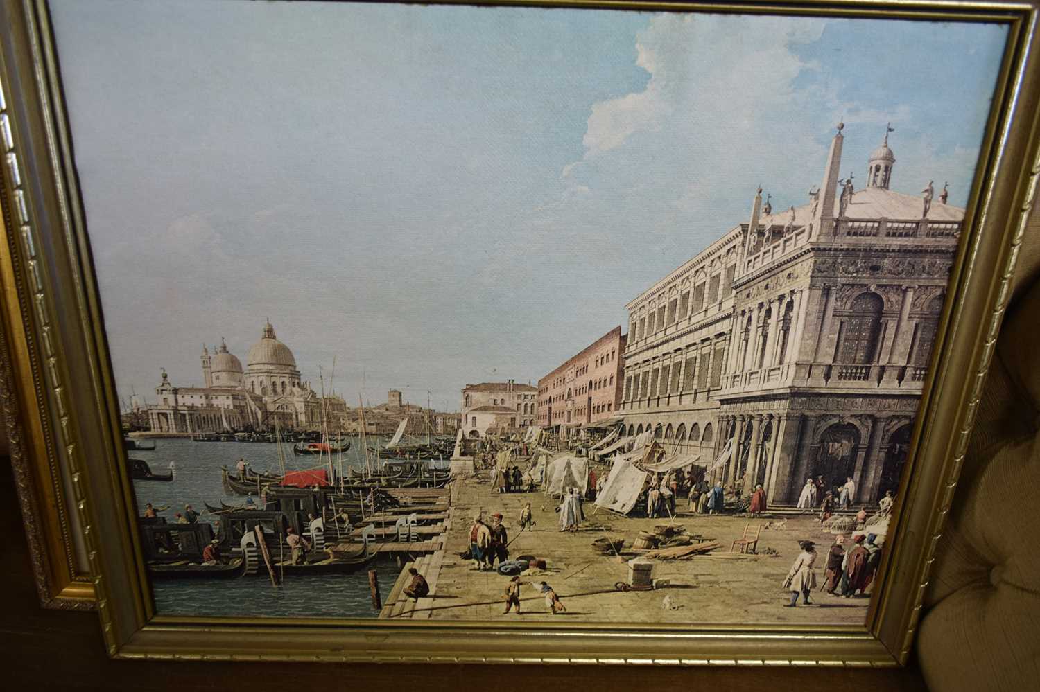 COLOURED PRINT OF A CATHEDRAL PLUS A CANALETTO PRINT (2)