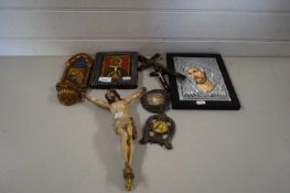MIXED LOT OF MODERN RELIGIOUS ICONS, CRUCIFIXES ETC