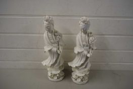 PAIR OF CHINESE BLANC DE CHINE FIGURES (A/F)