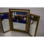 TRIPLE DRESSING TABLE MIRROR IN GILT FINISH FRAME