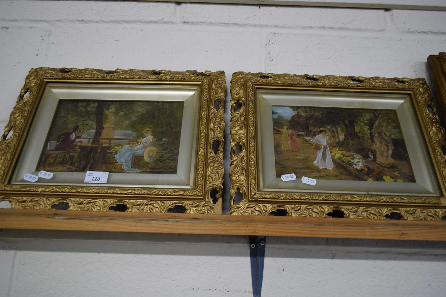 PAIR OF CONTINENTAL OLEOGRAPH STUDIES IN GILT FRAMES