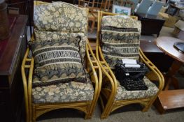 PAIR OF BAMBOO FRAMED CONSERVATORY CHAIRS