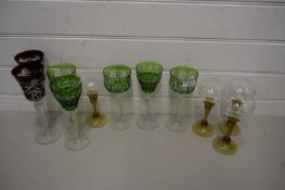 COLLECTION OF VARIOUS 20TH CENTURY CONTINENTAL OVERLAID HOCK GLASSES AND RUMMERS