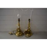 PAIR OF BRASS TABLE LAMPS