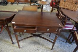 REPRODUCTION MAHOGANY TWO-DRAWER SIDE TABLE