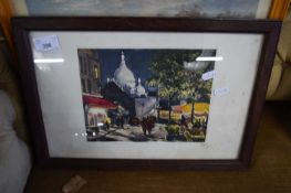 MIXED LOT COMPRISING COLOURED PRINT, STREET SCENE, SIGNED IN PENCIL, TOGETHER WITH A FURTHER