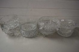 SELECTION OF NINE VARIOUS 20TH CENTURY CLEAR CUT GLASS BOWLS, VARIOUS DESIGNS