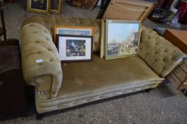 VICTORIAN BUTTON UPHOLSTERED DROP END SOFA (A/F), APPROX 175CM WIDE