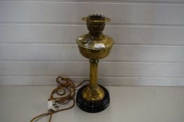 VICTORIAN BRASS BASED OIL LAMP LATER CONVERTED TO ELECTRICITY