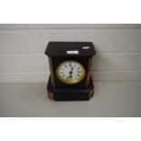 VICTORIAN BLACK SLATE AND MARBLE CASED MANTEL CLOCK