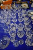 COLLECTION OF 20TH CENTURY CUT GLASS WARES TO INCLUDE CHAMPAGNE BOWLS, SUNDAE DISHES ETC
