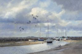 Colin W Burns (British, b.1944), Burnham Overy, oil on canvas, signed. 20x30ins.