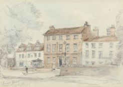 Arthur E Davies RBA, RCA (1893-1988). Cotman House, Palace Plain, Norwich, pencild, chalk and