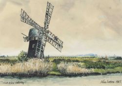 John Sutton (British, b.1935), Stokesby Mill, Norfolk, watercolour, signed. 9.5x14insQty: 1