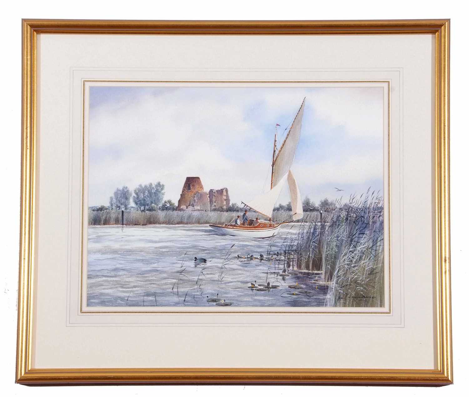 Colin W Burns (British, b.1944), 'Sailing Past St Benets', watercolour, signed. 12.5x16ins. - Image 2 of 2
