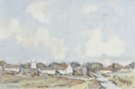 Desmond Cossey (British, b.1940), Blakeney Road to Wiveton, oil on board, signed. 7x11.5ins.