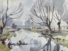 Albert Charles Ribbans (British 1903-1966), River Cam, Cambridge. Watercolour, signed. 6x8ins