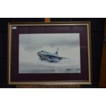 Eric Day print of English Electric Lightning fighter signed by artist35cm high 54cm wide