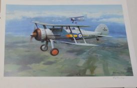 Roy Huxley Limited edition print of a 'Gloster Gladiator' number 52/950. Signed by artist on
