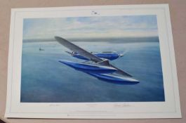 Gerald Coulson 'Moment of Triumph' print of a Schneider Trophy Sea Plane signed by the artist and FL