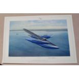 Gerald Coulson 'Moment of Triumph' print of a Schneider Trophy Sea Plane signed by the artist and FL