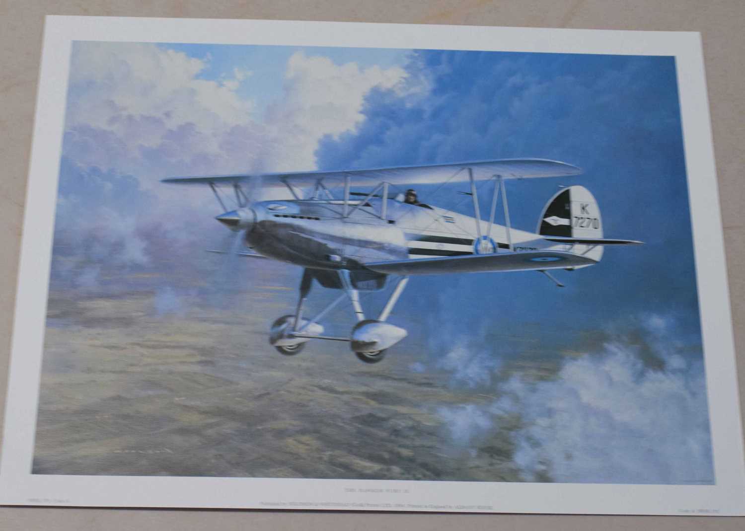 Group of aviation prints, print of a Spitfire by Keith Woodcock, with facsimile signature for - Image 2 of 4