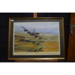 Robert Taylor 'Climbing Out' print of Lancaster Bomber. Limited edition number 57/850. Signed by the