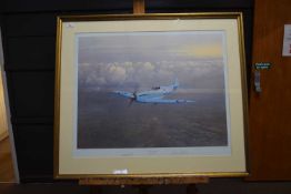 Gerald Coulson 'Birth of a Legend' print of a Spitfire. Signed by artist and Jeffrey Quill, former